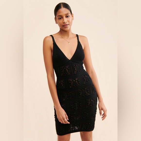 Anthropologie Dresses & Skirts - Anthropologie Crochet Knit Mini Dress In Black